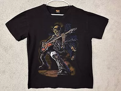 Roman Liriam T Shirt Mens XXL Black Demon Skeleton Winged Rockstar Guitar FTW • $24.88