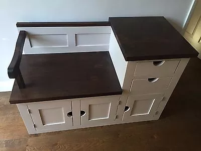 £475 • Buy Rustic Style Hall Seat With Telephone Table & Storage (MADE TO ANY SIZE)