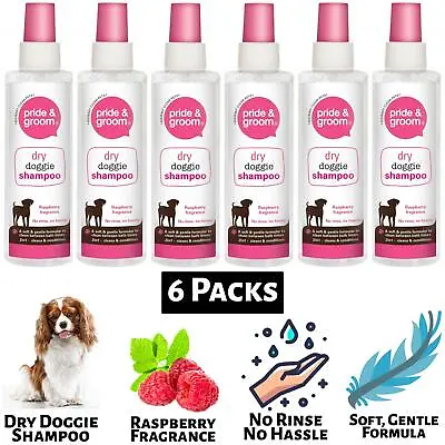 £11.99 • Buy 6X Dry Doggie Shampoo Pride & Groom Raspberry Scented Dog Cleans & Conditions