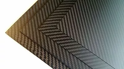 Full 3K Carbon Fibre Sheet 0.5mm X 500mm × 400mm Twill Gloss Black • £59.75