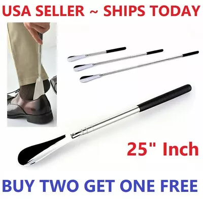 Extra Long Handle Shoe Horn Stainless Steel 25  Handled Metal Shoehorn Horns • $6.68