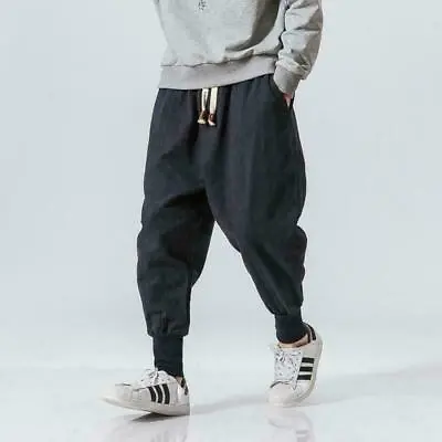 Men's Japanese Sweat Pants Casual Cotton Linen Stretch Elastic Trousers Joggers  • $21.97