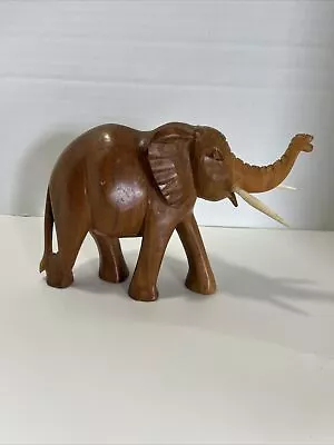 Vintage Hand Carved Wooden ELEPHANT Figurine • $50