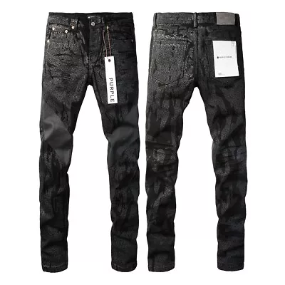 New Pop Purple Brand Men's Concise Pants Skinny Pure Black Denim Jeans • $89.99