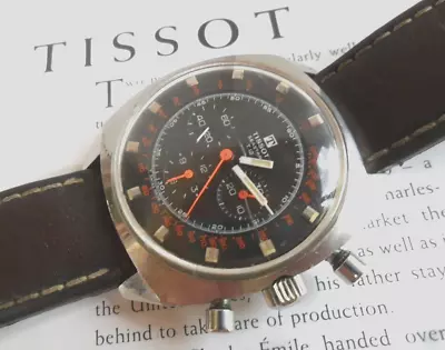 Vintage S/S Tissot T.12 Seastar 3 Register Chronograph Swiss Watch 40506 T 12 • $1825