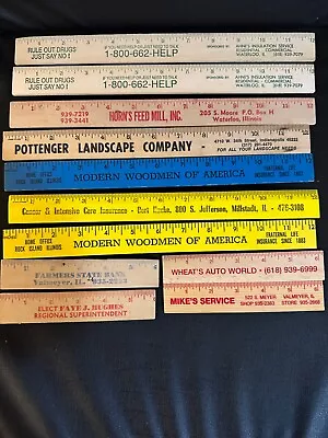 Lot Of 11 Vintage Assorted Wooden Advertising Rulers 6” And 12” Presidents • $7.99