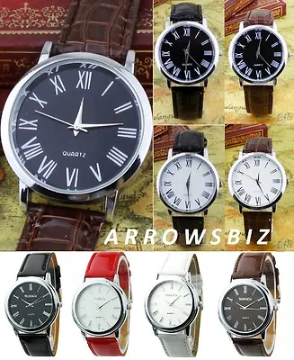 £7.99 • Buy Roman Display Unisex Analog Wrist Watch Leather Strap Quartz Various Styles UK