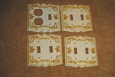 4 Vintage Sears Metal Switch And Outlet Covers Floral 30-4003 30-4002 • $18