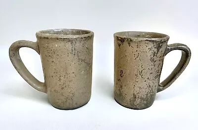 Vintage Peters Pottery MS McCarty Protege Brown Set 2 Mugs Coffee Rustic Decor • $118.88