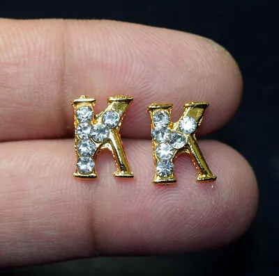 Initial Stud Earrings In Brass Alphabet Letter   K  Gift For Her New Year Gift • $6.84