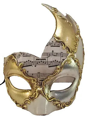 Mar1 Handmade In Italy - Venetian Music Theme Party Eye Mask White/gold. • £28