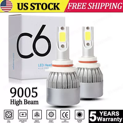 C6 9005/H10/HB3 LED Headlight Fog Light Kit High/Low Beam Bulbs 6000K Cool White • $8.59