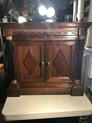 Ethan Allen Side End Night Table With Marble Top Vintage  Brown/Black • $450