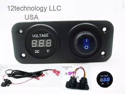 12V Battery Bank Voltmeter Monitor RV Marine House Starting Wired + Switch Blue • $21.95