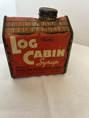 Vintage Towles Logo Cabin Maple Syrup Tin 12oz Can Original Advertising • $19.95