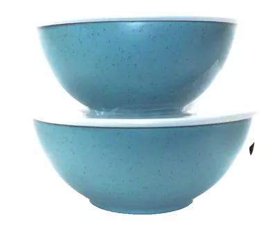 2 Pc New Confetti Mixing Bowl Set W Seal Lids Nesting Blue Speckled Melamine • $19.95