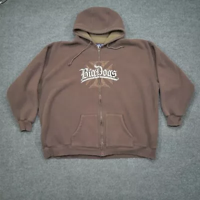 Big Dogs Hoodie Men 5XL 5X Brown Sherpa Lined Waffle Knit Hip Hop Streetwear Y2K • $27.77