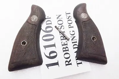 Smith & Wesson Grips Diamond Magna K L Square 1960s 16106W Walnut Fair Condition • $16