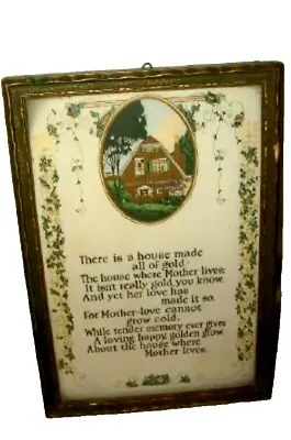 ART DECO 1920s MOTHER LOVE MOTTO SENTIMENT BUZZA FRAMED COTTAGE CASCADE FLOWERS • $47.01