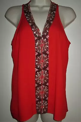 MM Couture By Miss Me HEAVILY BEADED TOP XS NEW Sleeveless NWT $158 Shirt Lined • $59.98