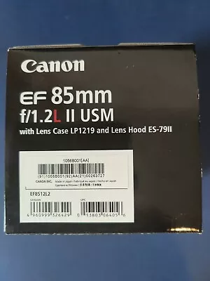 Canon EF 85mm F/1.2L II USM Lens Brand New With Lens Hood Plus Camera Bag. • £950