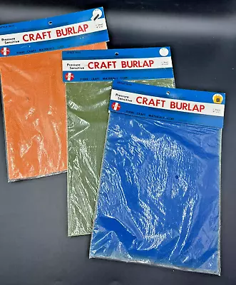 Vintage Fibre-Craft Pressure Sensitive Burlap Sheets 9x12 - Qty 3 • $12.99