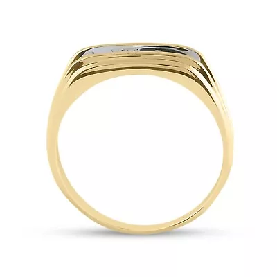 10kt Yellow Gold Mens Round Diamond Single Row Two-tone Wedding Band Ring 1 • $338.30