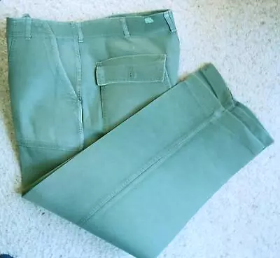 1960s Vintage VIETNAM Sateen OG-107 US ARMY 37x30 Military Pants CLASS 1 Type 1 • $69.95