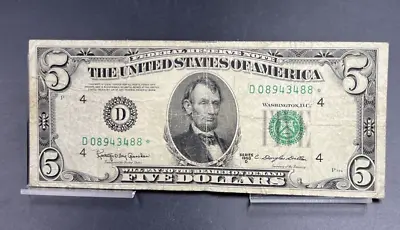 1950 D * Star $5 Five Dollar Star Note FRN Federal Reserve Bill Note VG Circ • $22.99