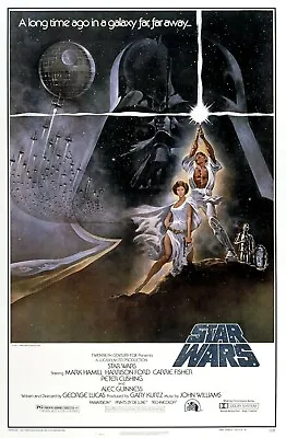 1977 Star Wars Episode IV A New Hope Movie Poster Print Darth Vader Luke 🍿 • $7.95