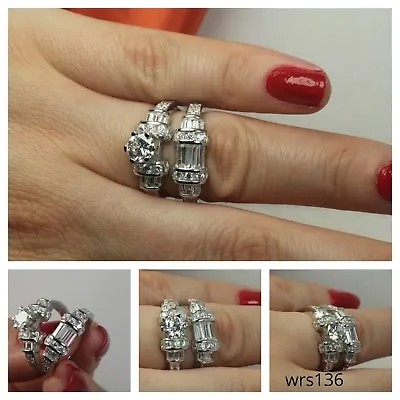 Bold Vintage Style Round Cut 3.7Ctw 925 Silver Engagement & Wedding Rings Set • $20.99