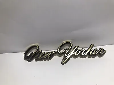 Vintage Chrysler NEW YORKER 1970's Emblem Badge Goldstone Metal Trim Name • $24