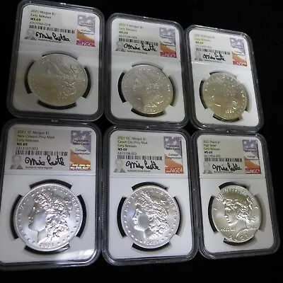 2021 Morgan & Peace Silver Dollars 6 Coin Set NGC MS 69 Early Releases • $1249