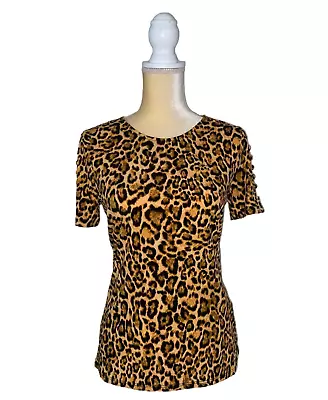 Michael Kors Women Marigold Cheetah Top Shirt Open Ladder Sleeve New Size: S M L • $29.99