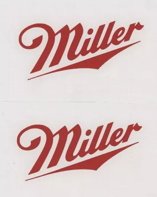 (2) MILLER BEER 4  Red Decals Stickers  Ice Chest  Window  Fridge Decal • $6.98