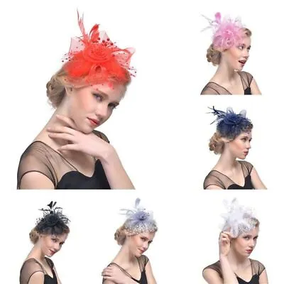 Fascinator Wedding Flower Hair Clip Feathers Small Mini Top Hat Royal Ascot Race • $9.21