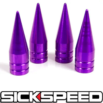 4 Purple Long Spiked Valve Stem Caps Metal Thread Kit/set For Rim/wheel/tires P1 • $11.88