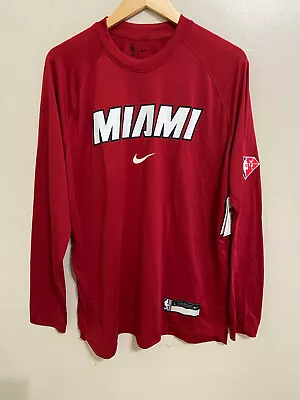 Nike NBA Miami Heat Dri-Fit Team Issue Warm Up Shooting Shirt DA8502 Men L NEW • $75