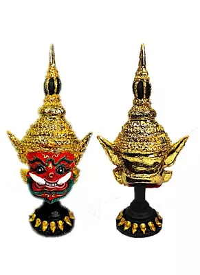 Genuine Thai Buddha Khon Mask Ramayana Lp Kalong Amulet Talisman Charm Luck M008 • $28.99