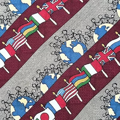 VTG 1994 Ronald McDonalds Childrens Charities Mens Necktie 59x4 Flags Globe Gift • $11.97