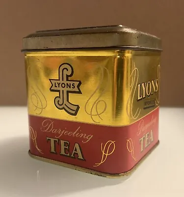 Vintage Lyons Darjeeling Tea Tin Box-empty-1/4 Pound-Hinged Lid-England 3”x3” • $11.90