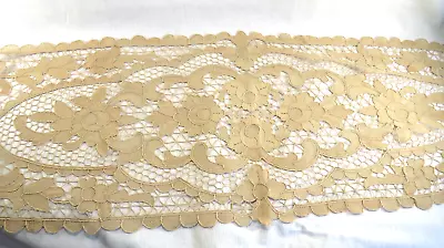 50 X 15  Vintage Hand Crochet Table Runner Flower Lace Doily Oval Dresser Scarf • $12.99