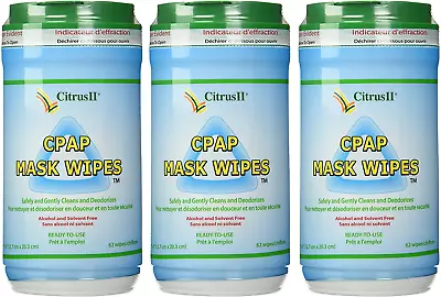 Citrus II Cpap Mask Wipes Qty: 62 Wipes - Pack Of 3 • $42.36