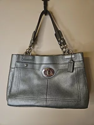 Coach Bag Penelope Leather Carryall Silver Purse F16531 Turnlock Hangtag Studs • £48.08