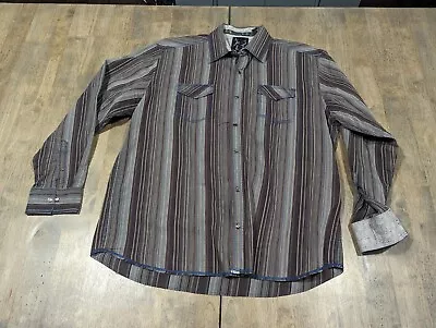 Age Of Wisdom Mens Brown Pearl Snap Button Up Shirt Size Extra Large XL • $21.90
