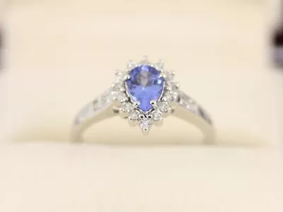 £788.98 • Buy Iliana Diamond Tanzanite Halo Ring 18ct White Gold Ladies Size O 750 3.8g Bj19
