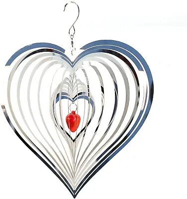 Wind Spinners Outdoor Metal Decorations 3D Love Heart Stainless Steel Metal • $29.99