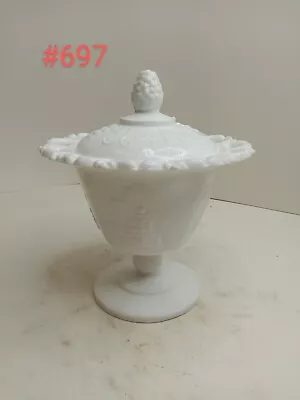 Vintage Reticulated Milk Glass Covered Compote Candy Dish • $20