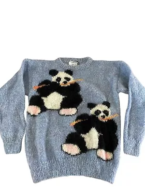 Rare Vintage SUSIE LEE Panda Mohair Sweater Fuzzy Animal 19”x 23.5” • £385.68