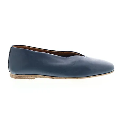Miz Mooz Etta Womens Blue Leather Slip On Ballet Flats Shoes • $38.99
